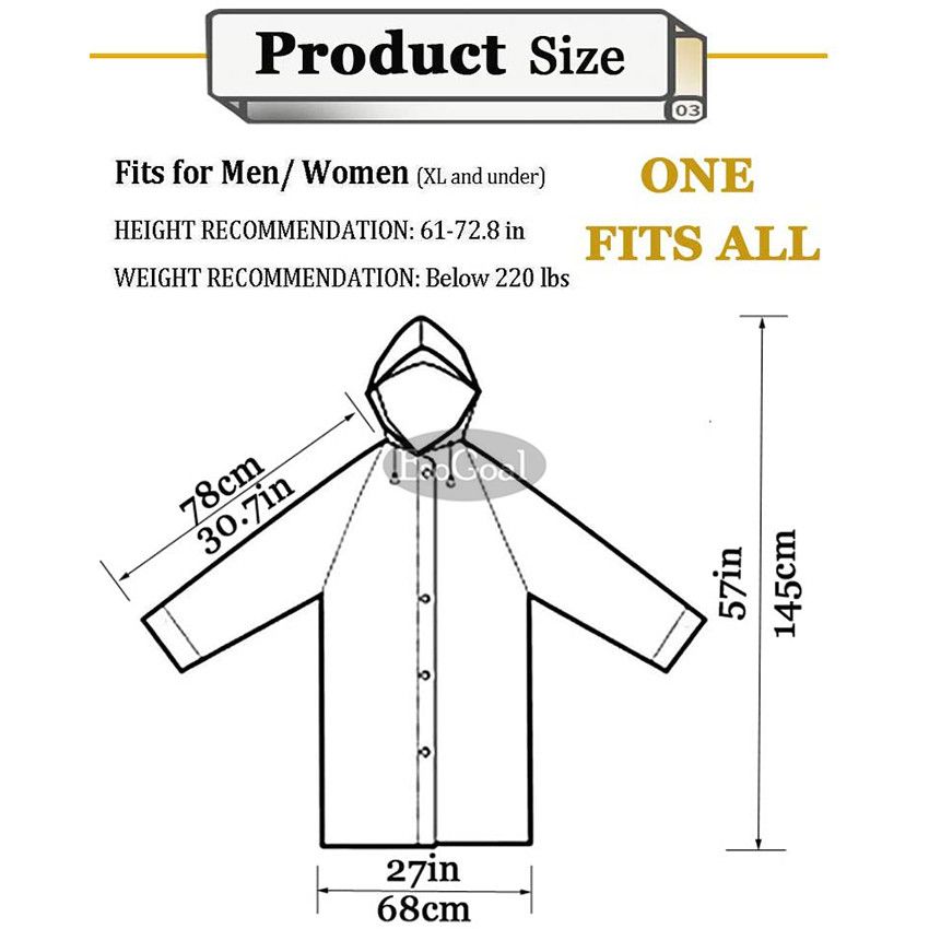 EsoGoal Portable Raincoat Waterproof With Hat - Blue