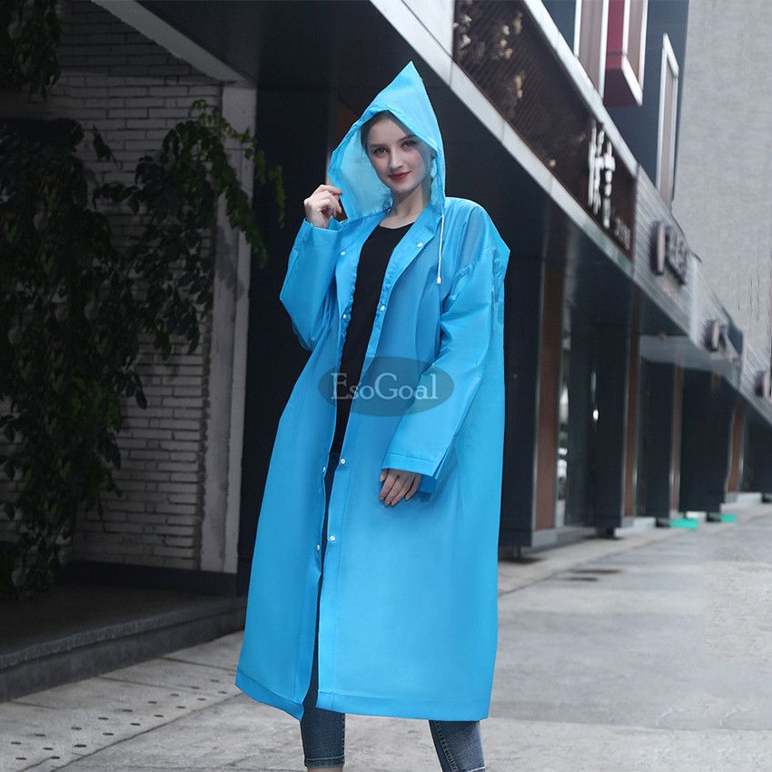 EsoGoal Portable Raincoat Waterproof With Hat - Blue