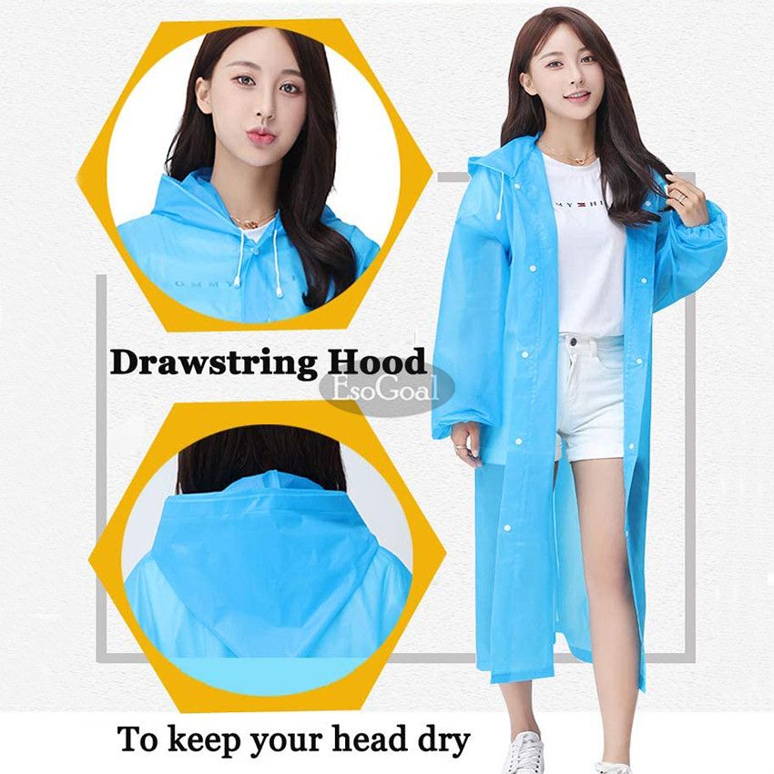 EsoGoal Portable Raincoat Waterproof With Hat - Blue