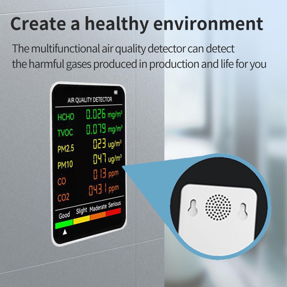 Air Quality Monitor 6 in 1 Multifunctional Air Quality Monitor White