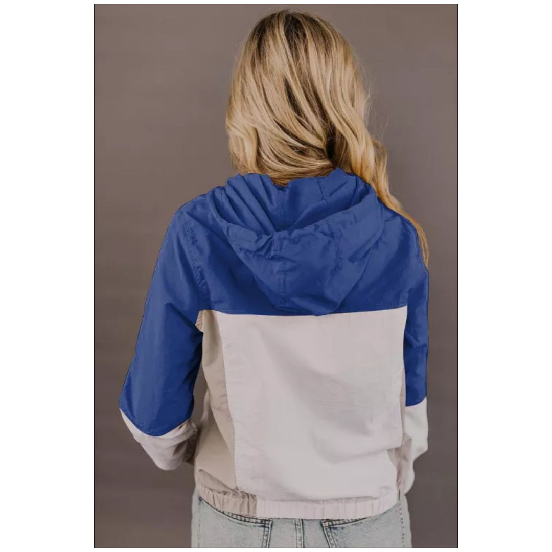 R Blue Color Block Jackson Zip Jacket