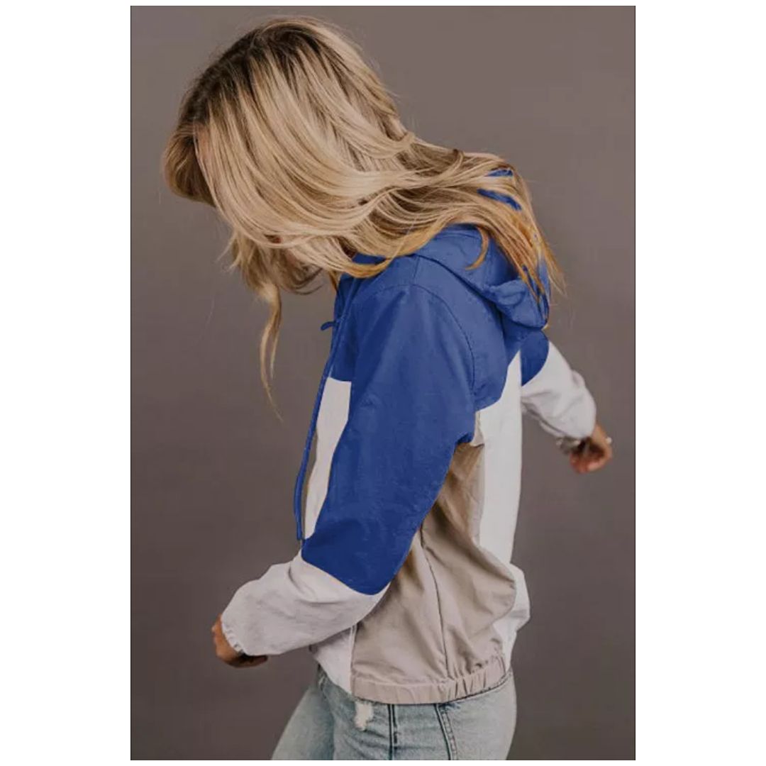 R Blue Color Block Jackson Zip Jacket