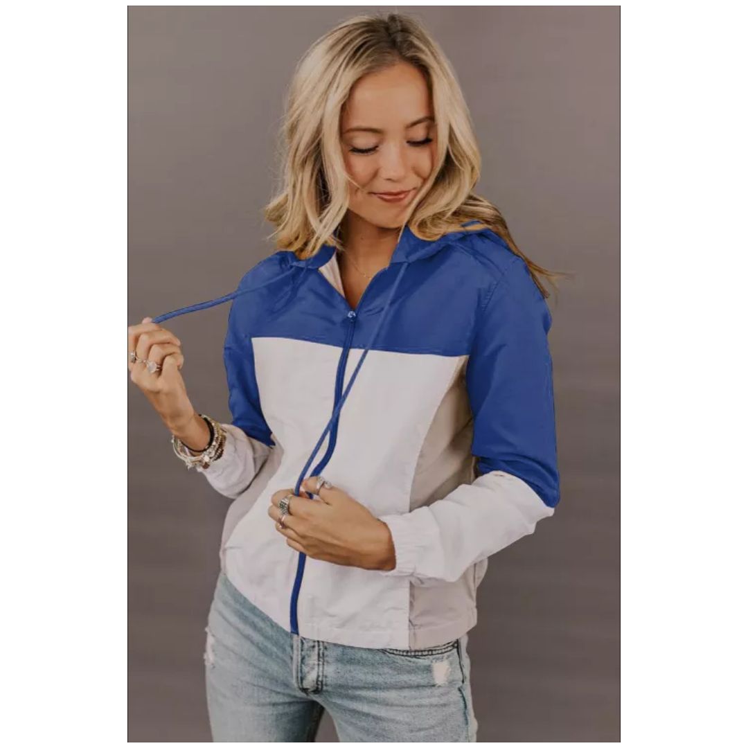 R Blue Color Block Jackson Zip Jacket