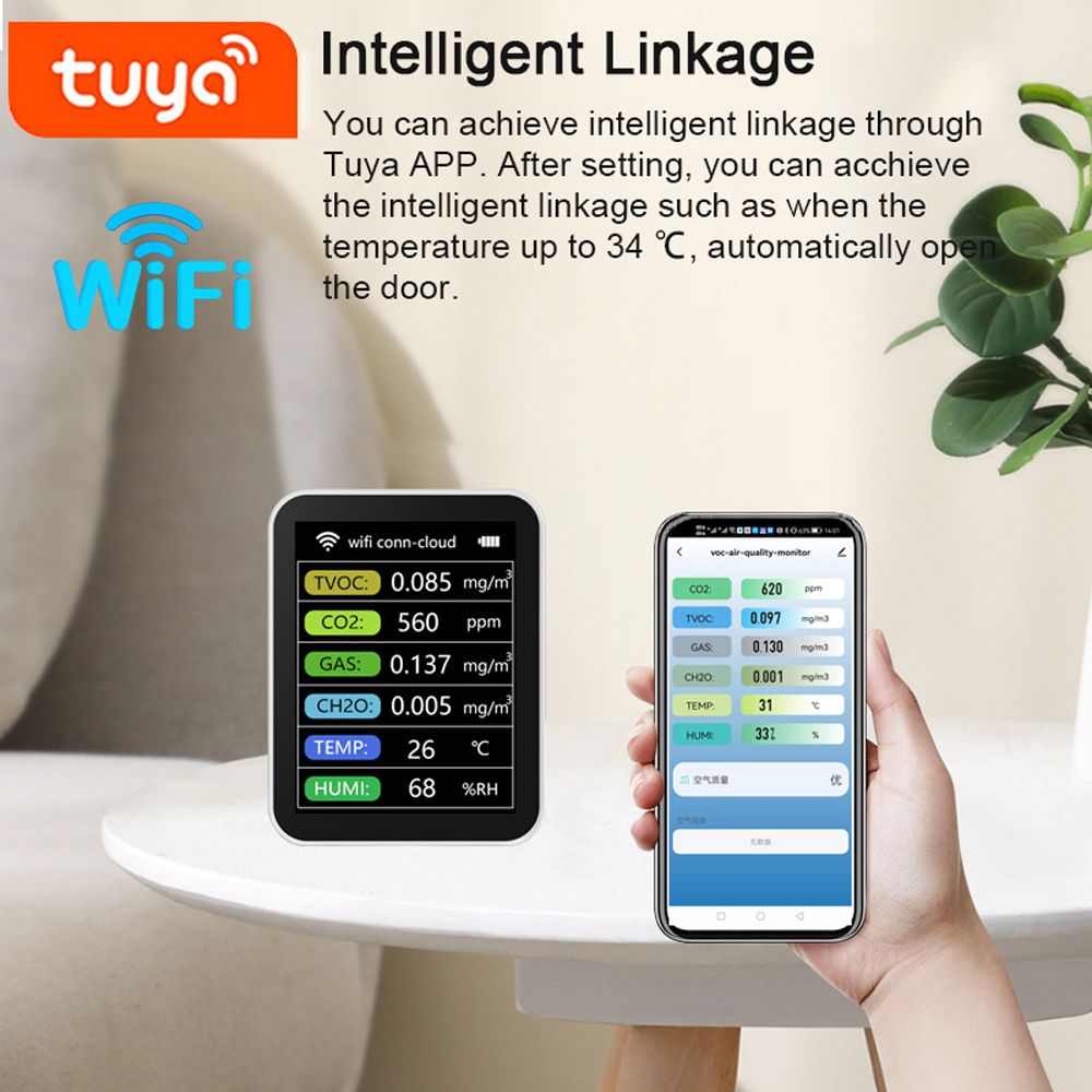 Tuya Wifi Portable Home Office Indoor Desktop Air Quality