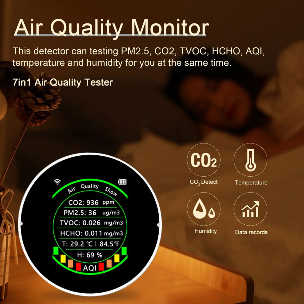 Tuya Wifi 7In1 Multifunctional Air Quality Meter Pm2.5 Co2