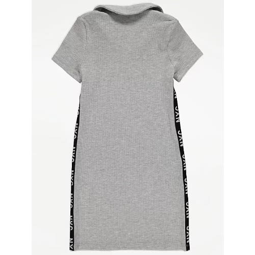 Girls New York Slogan Dress - Grey