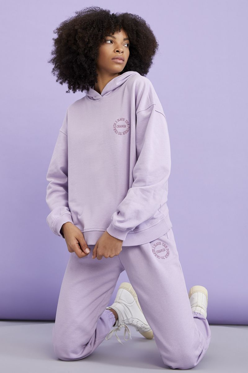 Woman - Hooded Cropped Fit Knitted Sweat Shirt-Purple