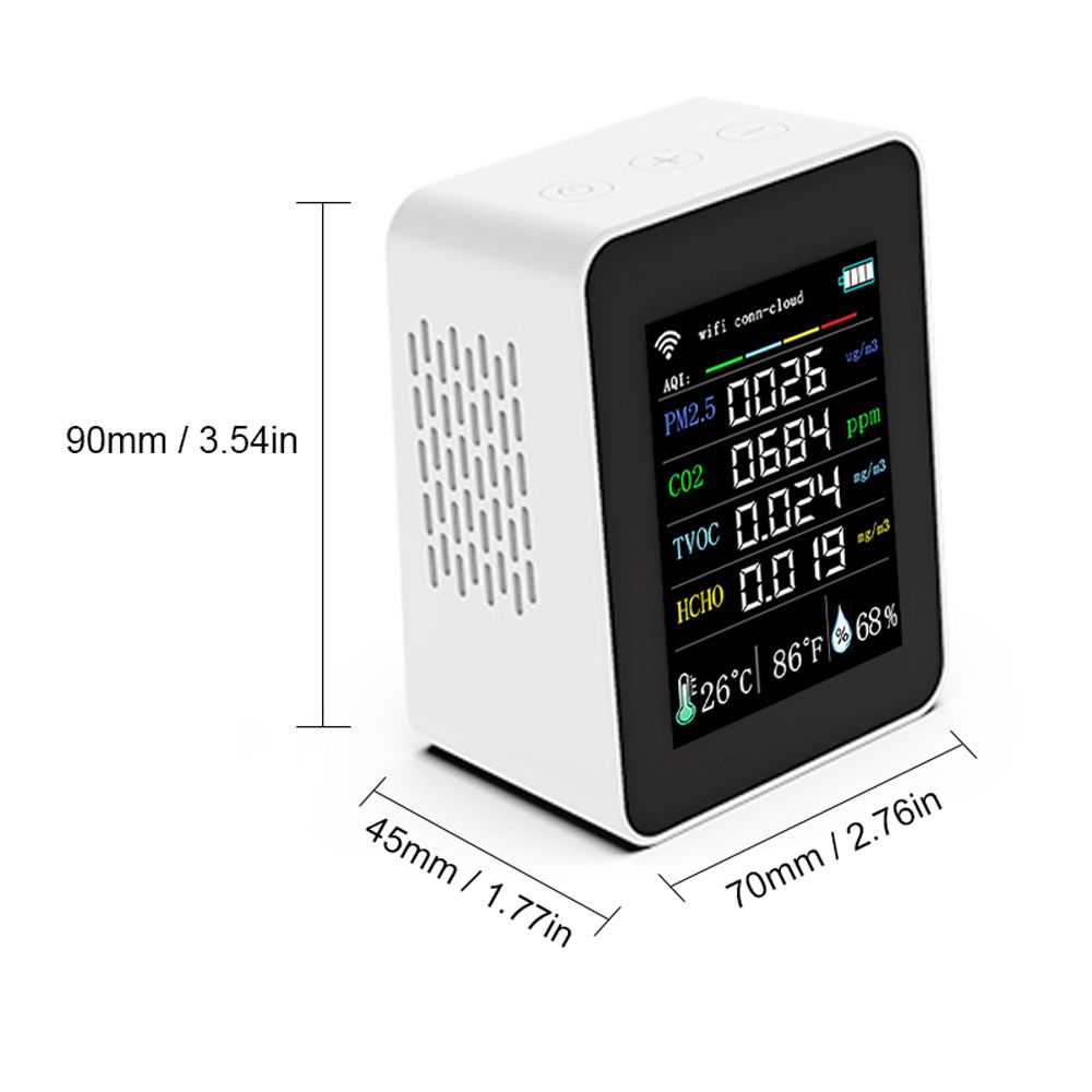 Tuya Wifi Portable Air Quality Meter 7In1 Pm2.5 Co2 Tvoc
