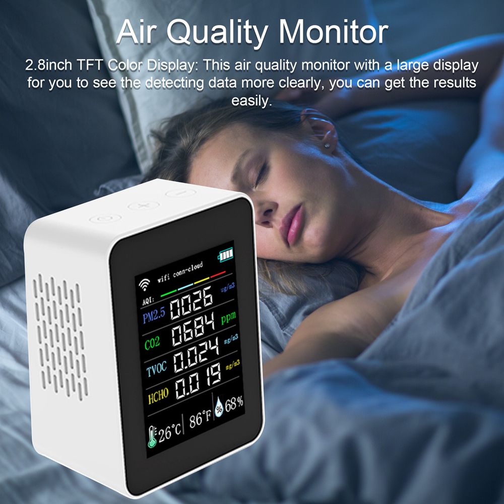 Tuya Wifi Portable Air Quality Meter 7In1 Pm2.5 Co2 Tvoc
