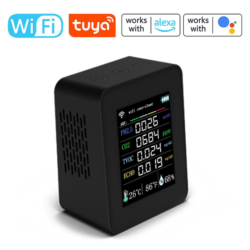 Tuya Wifi Portable Air Quality Meter 7In1 Pm2.5 Co2 Tvoc
