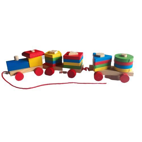 Set Column Three Car Wooden Train Stacker