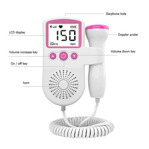 Fetal Doppler Heart Beat Monitor Backlight LCD Probe Baby Heart Beat Monitor
