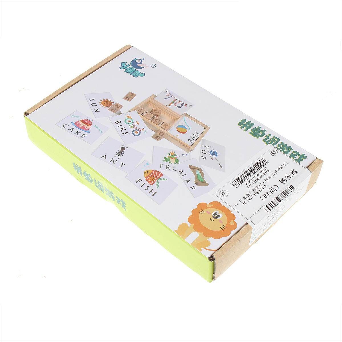 Children's Intellectual Development Toy Wooden Spell Alphabet Puzzle Developmental Letters Blocks With Cards Board Develops Vocabulary