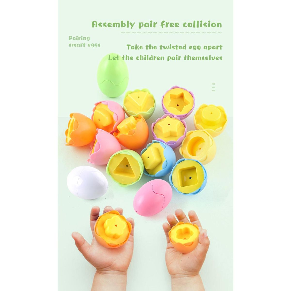 Children's Early Learning Educational DIY Matching Clever Egg Math Toys Mixed Shape Pair Bumping Toys Blue