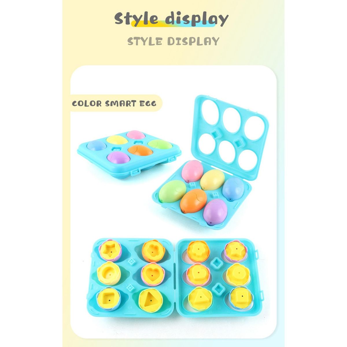 Children's Early Learning Educational DIY Matching Clever Egg Math Toys Mixed Shape Pair Bumping Toys Blue