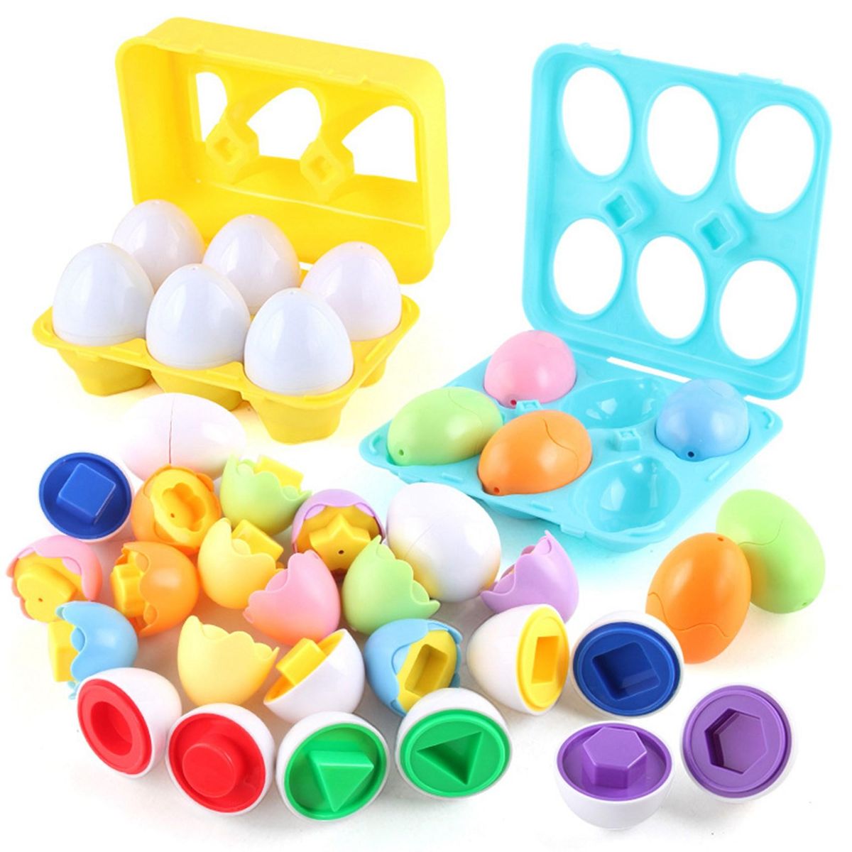 Children's Early Learning Educational DIY Matching Clever Egg Math Toys Mixed Shape Pair Bumping Toys Blue