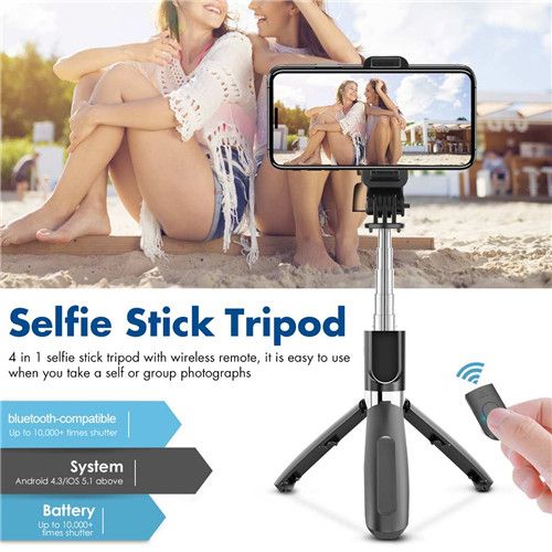 Wireless Bluetooth Selfie Stick Extendable Handheld Monopod Foldable Portable Multifunctional Tripod