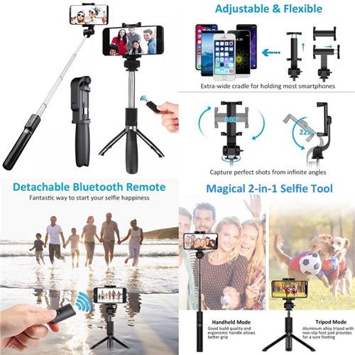 Wireless Bluetooth Selfie Stick Extendable Handheld Monopod Foldable Portable Multifunctional Tripod