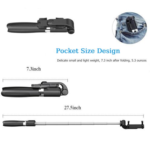 Wireless Bluetooth Selfie Stick Extendable Handheld Monopod Foldable Portable Multifunctional Tripod