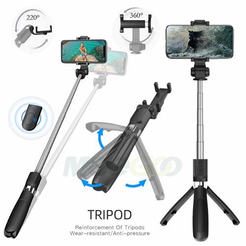 Wireless Bluetooth Selfie Stick Extendable Handheld Monopod Foldable Portable Multifunctional Tripod