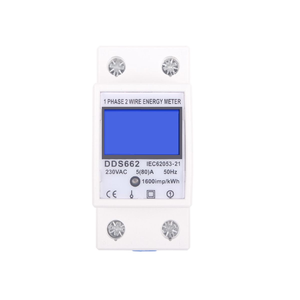 Single Phase Two Wire LCD Backlight Digital Display Single Phase Electronic Energy KWh Meter AC 230V Electric Din Rail