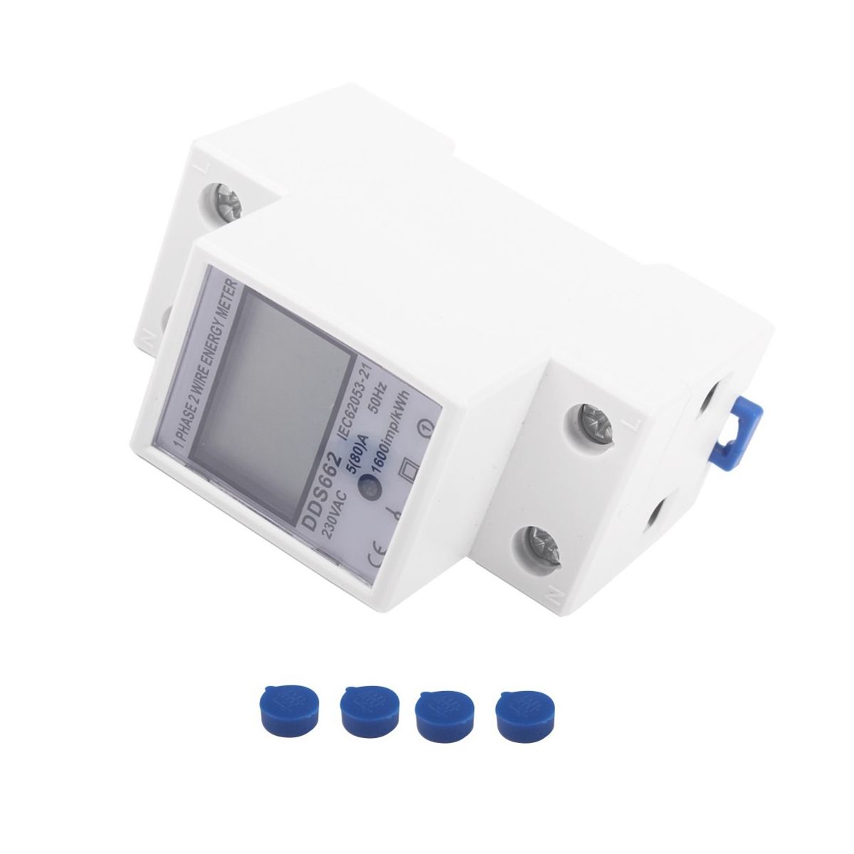 Single Phase Two Wire LCD Backlight Digital Display Single Phase Electronic Energy KWh Meter AC 230V Electric Din Rail