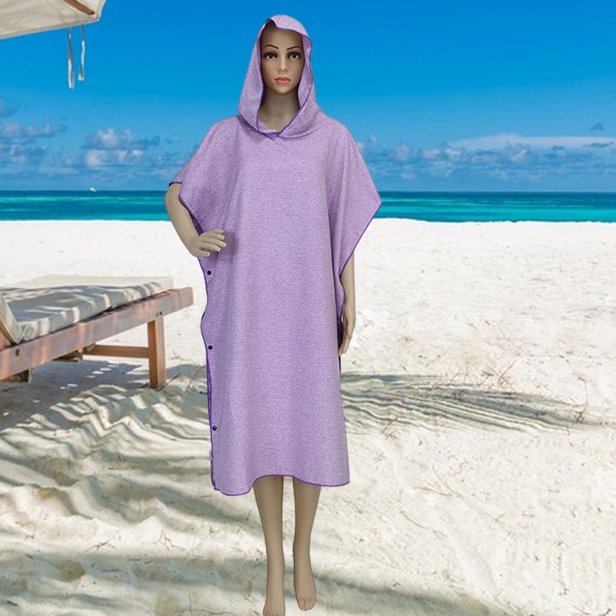 Lightweight Changing Robe Dry-off Changing Robe Super Soft Extra Long Purple