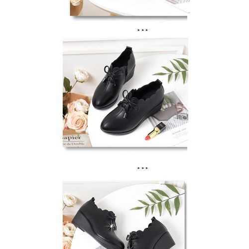 Large Comfortable Deep Leather Shoes, Anti-slip Flat Sole Shoes