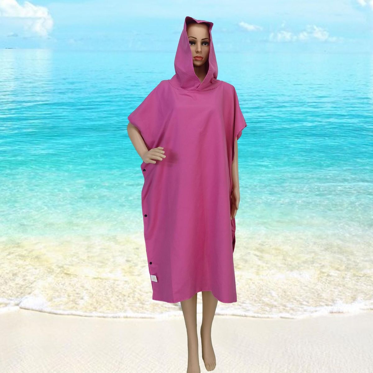 Lightweight Changing Towel Dry-off Changing Robe Super Soft Extra Long Rose Red