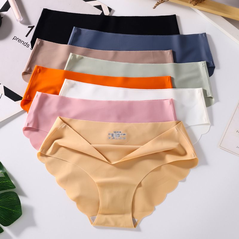 4 PCS/Lot Seamless Panties For Women Plain Panties Slip Silk Female Underwear Soft Thin Light Panti Culotte Femme Underpants(#4 Black)