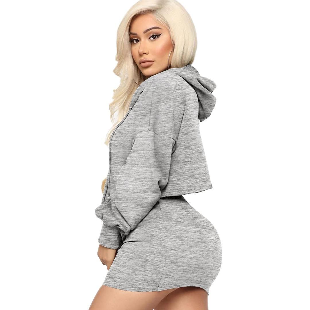 Hooded Strap Solid Color Dress Set Two-piece Set