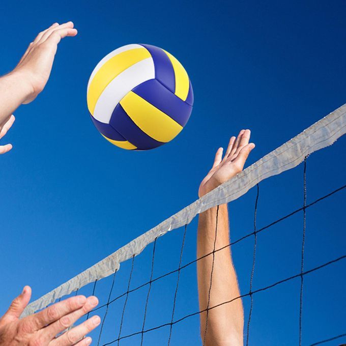 Professional Indoor Volleyball Ball W/ Ball Pump Beach Gym Blue Yellow