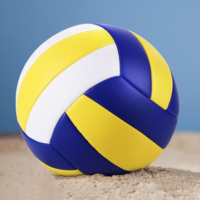 Professional Indoor Volleyball Ball W/ Ball Pump Beach Gym Blue Yellow