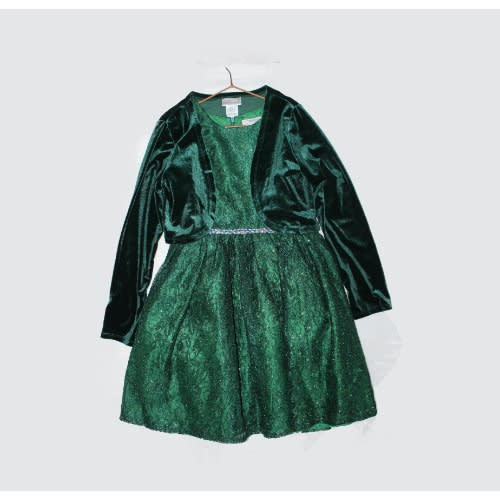 Lace Glitter Green Gown With Jacket