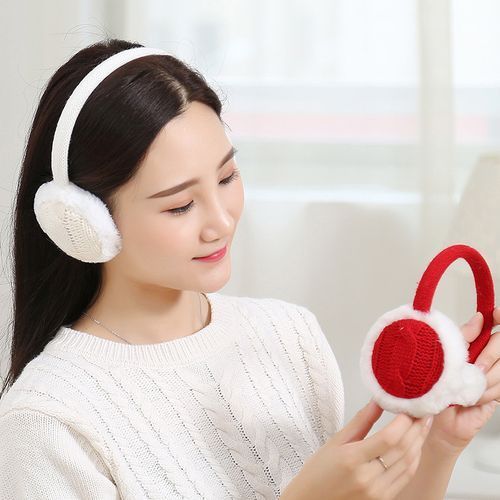 1pc Winter Warm Earmuffs Knitted Children Ear Muffs For Boy Earmuffs For Girls Baby Gift Ear Warmers(#BK)