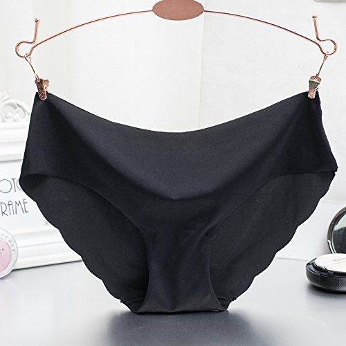 No Visible Panty Line Scallop Hem Panties-Black