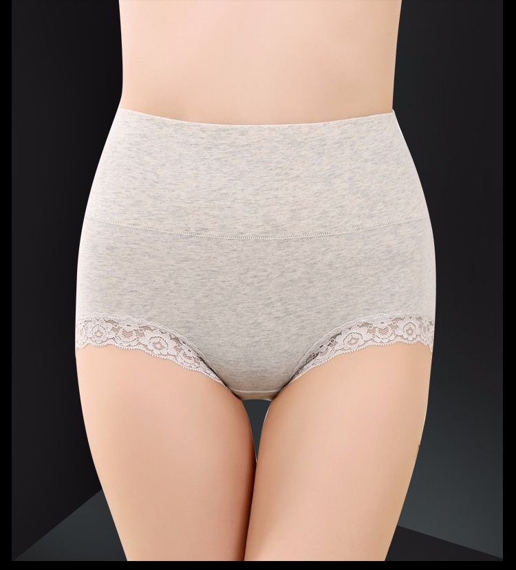Lace High Waist Underwear Women Comfortable Breathable Cotton Briefs-L