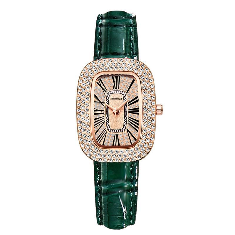 Small Green Watch Big Diamond Belt Watch Women's Quartz Women's Watch Starry Women's Watch