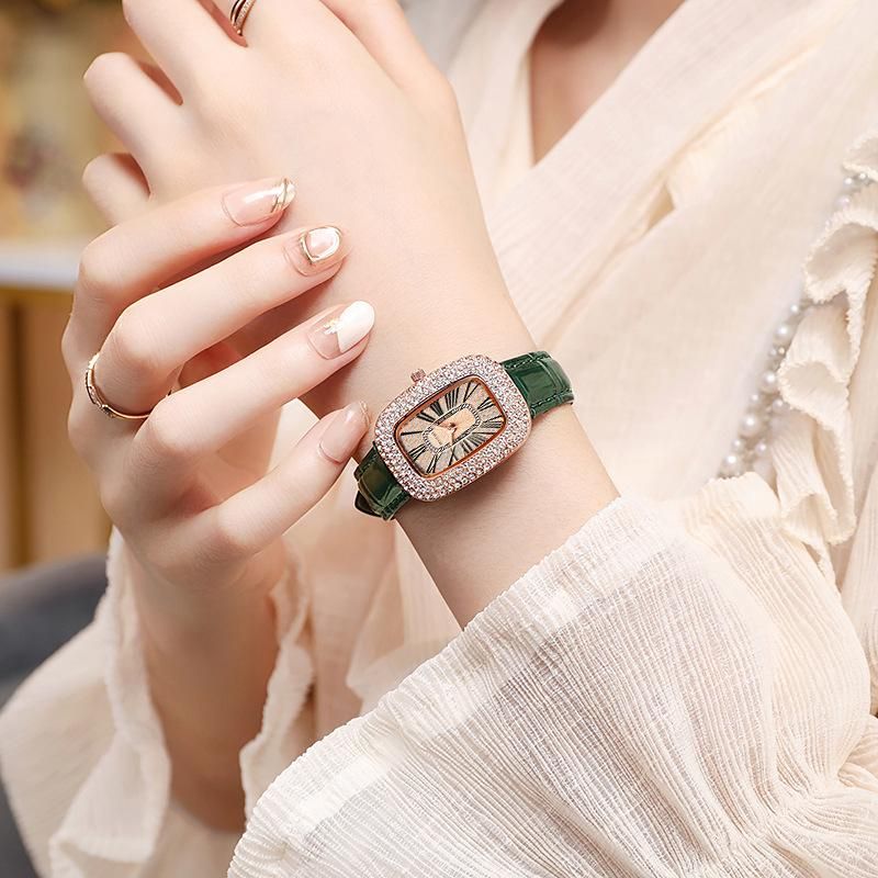 Small Green Watch Big Diamond Belt Watch Women's Quartz Women's Watch Starry Women's Watch