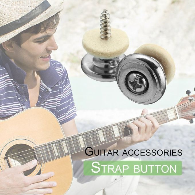 Durable Guitar Strap  Ons With Mushroom Head Guitar Parts A  Essories-golden+silver