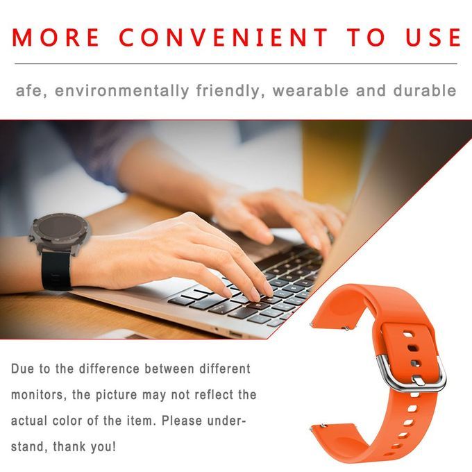 Wat H 20mm Mono Hrome Vibrant Sili One Repla Ement Strap Easy To Lo K-orange
