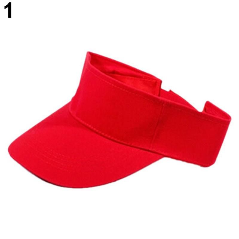 Men Women Summer Adjustable Sun Visor Tennis Golf Hat-White