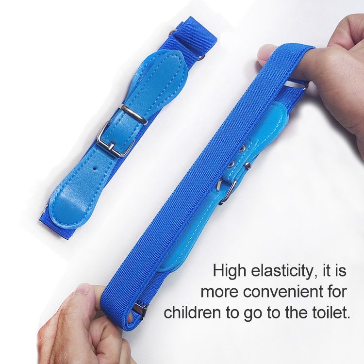 2 PCS Kids Polyester + PU Leather Square Pin Buckle Adjustable Elastic Belt, Length:65cm(Black)