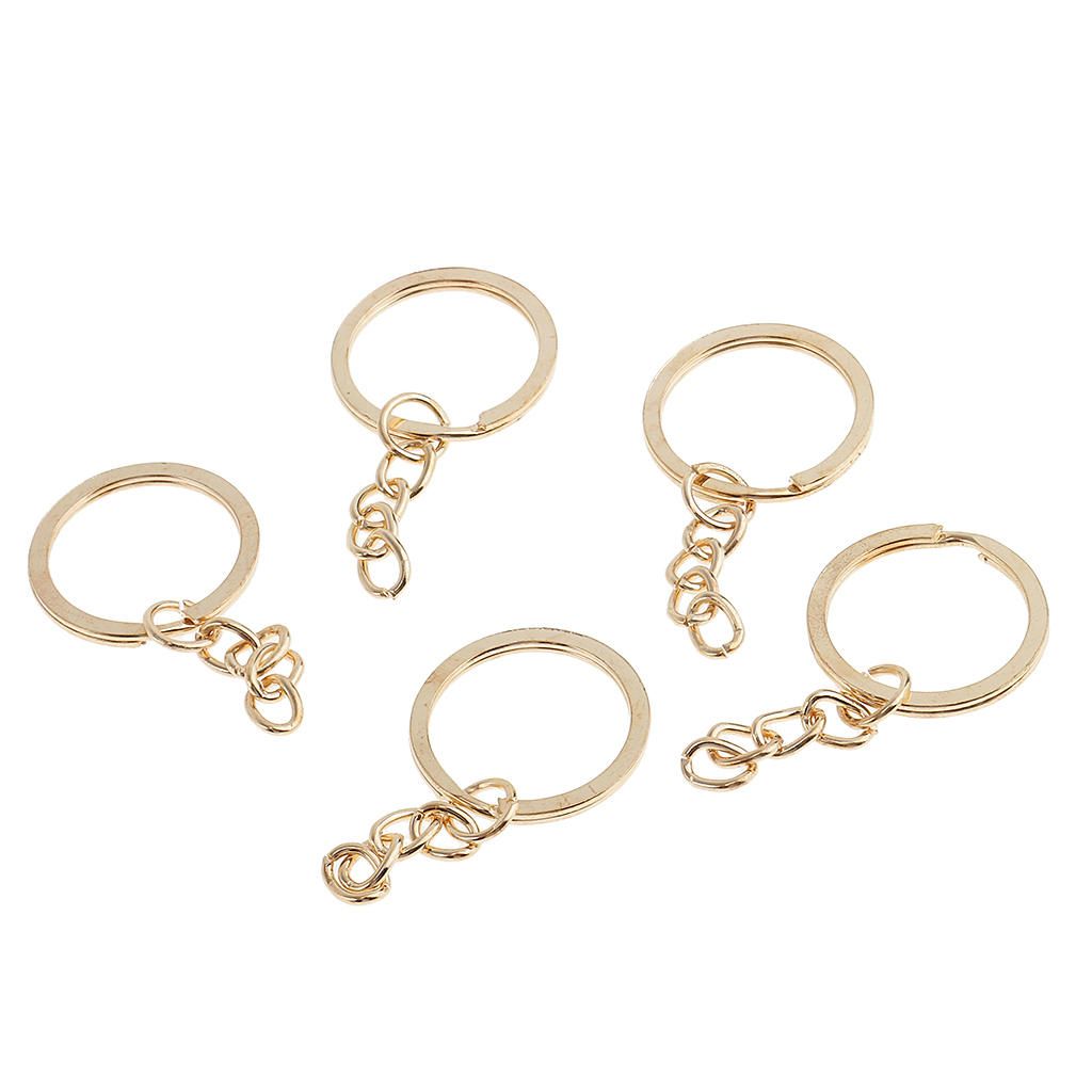 50 Pieces Split Key Ring Metal Keyring 4 Link Twist Chain Key Findings