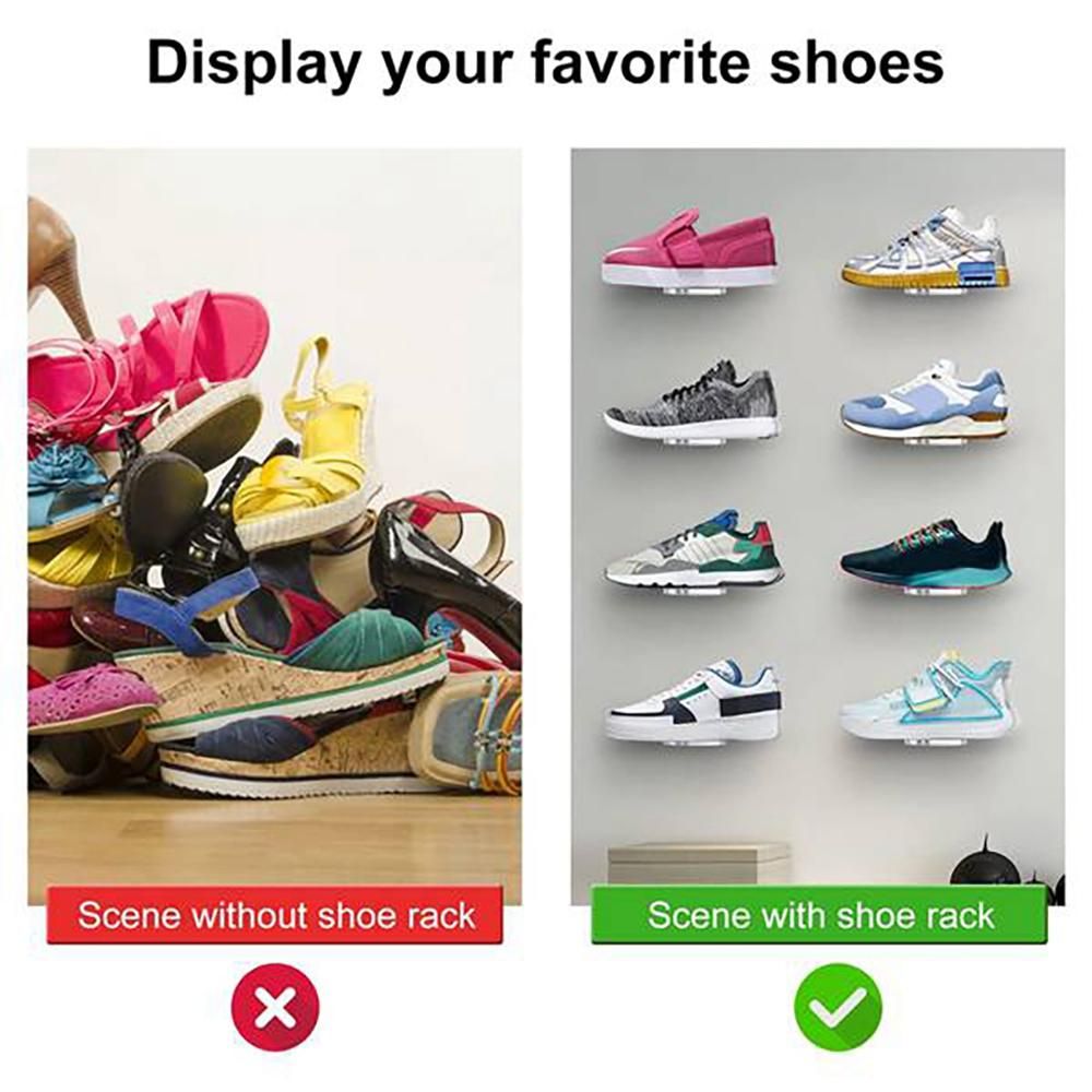 Floating Shoe Display Shelves for Wall Mount Set of 8,Clear