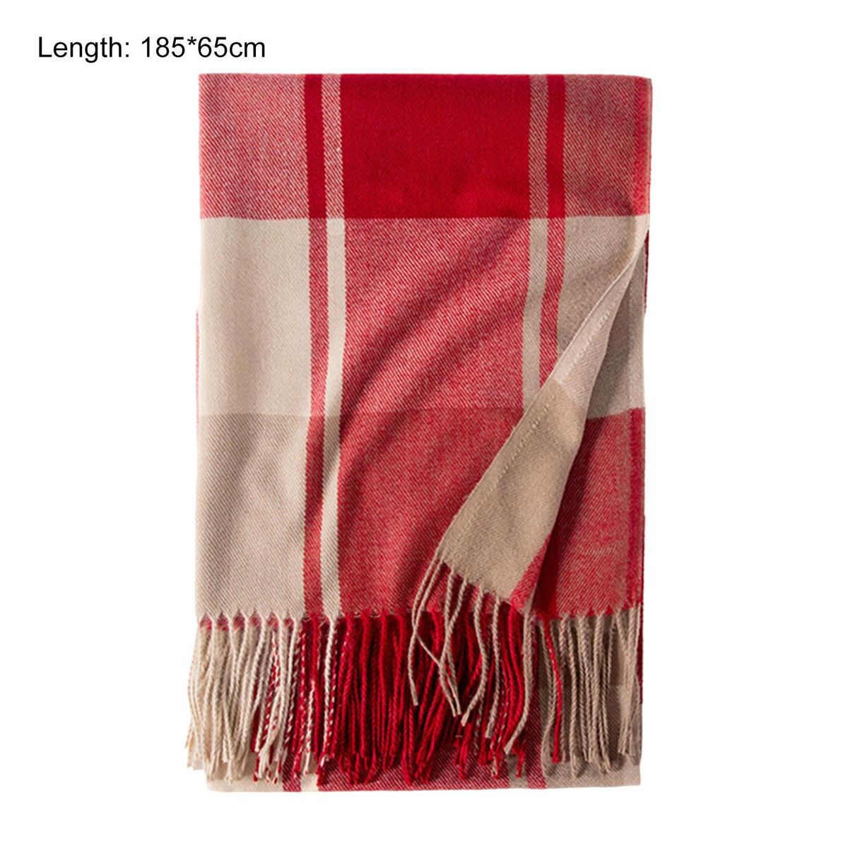 Shawl Wrap Fringed Tassels Thickened Classic Plaid-Blue