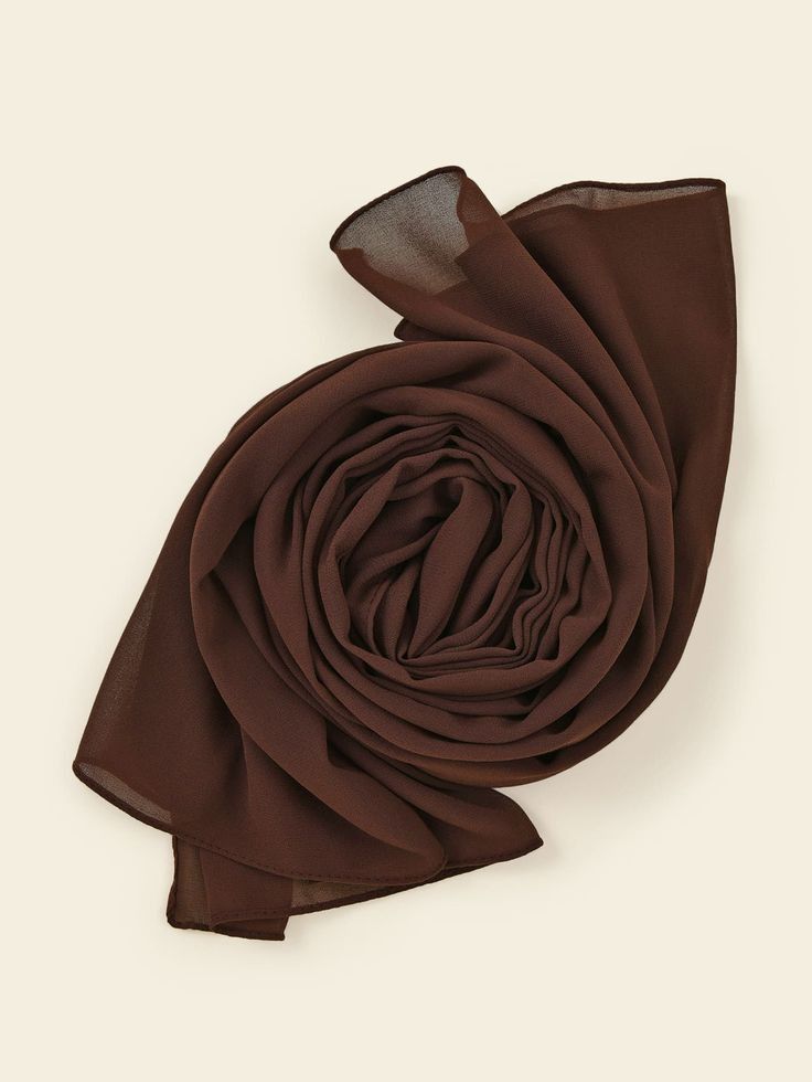 Brown Plain Chiffon Scarf