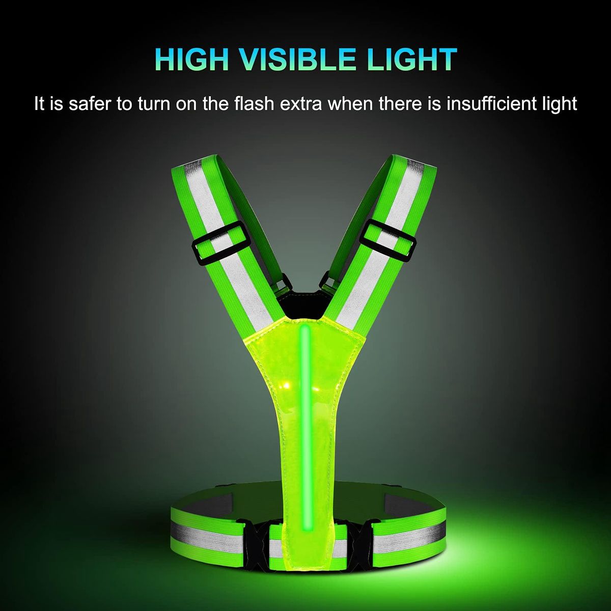 LED Reflective Vest Running Gear,USB Rechargeable LED Light