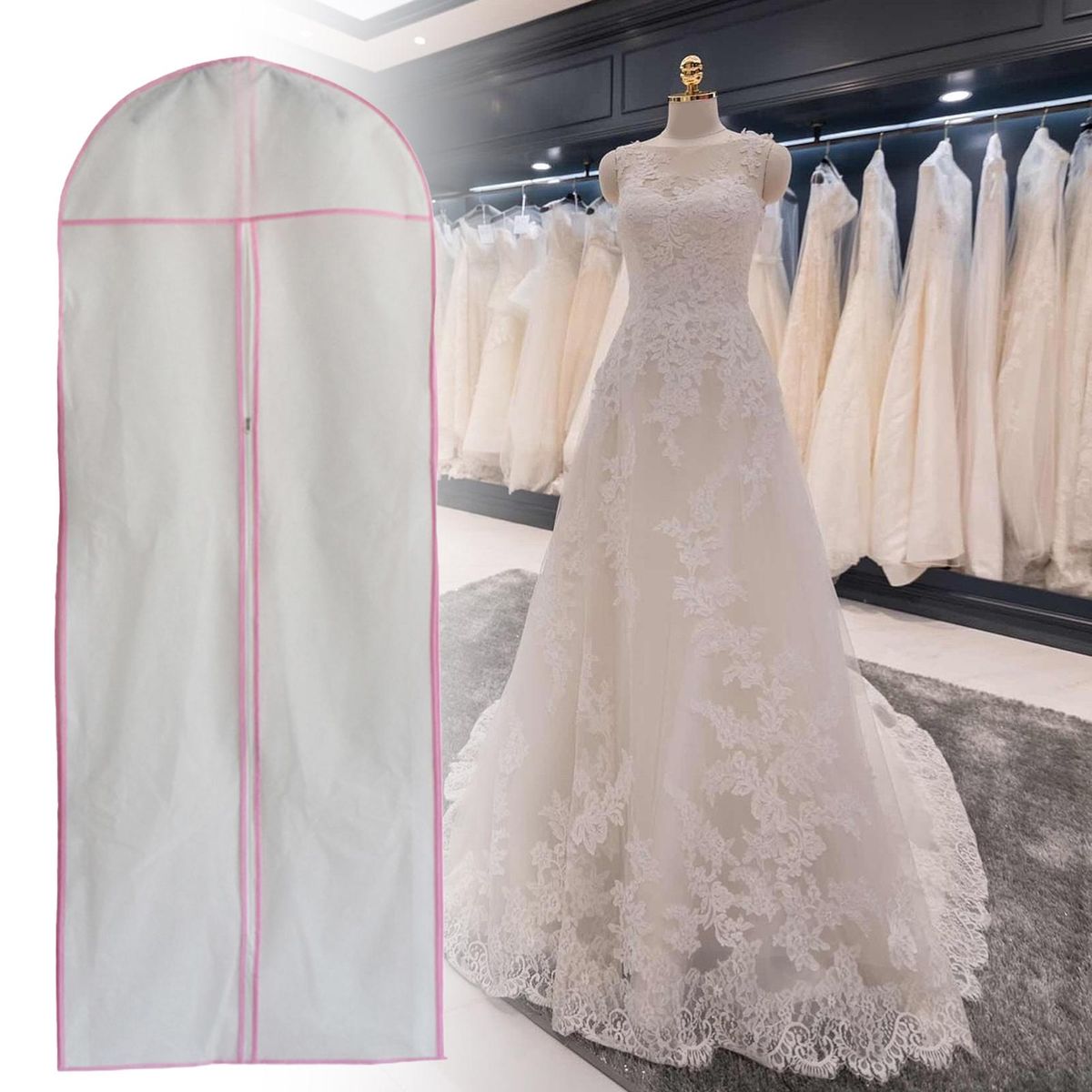 Dress Storage Bag Suit Shirt Protector Dust Cover Pink