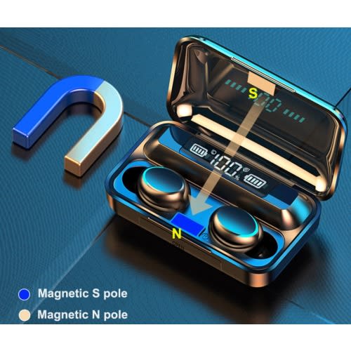 Tws Bluetooth Wireless Earbuds With Finger Print Touch And Power Bank - Black